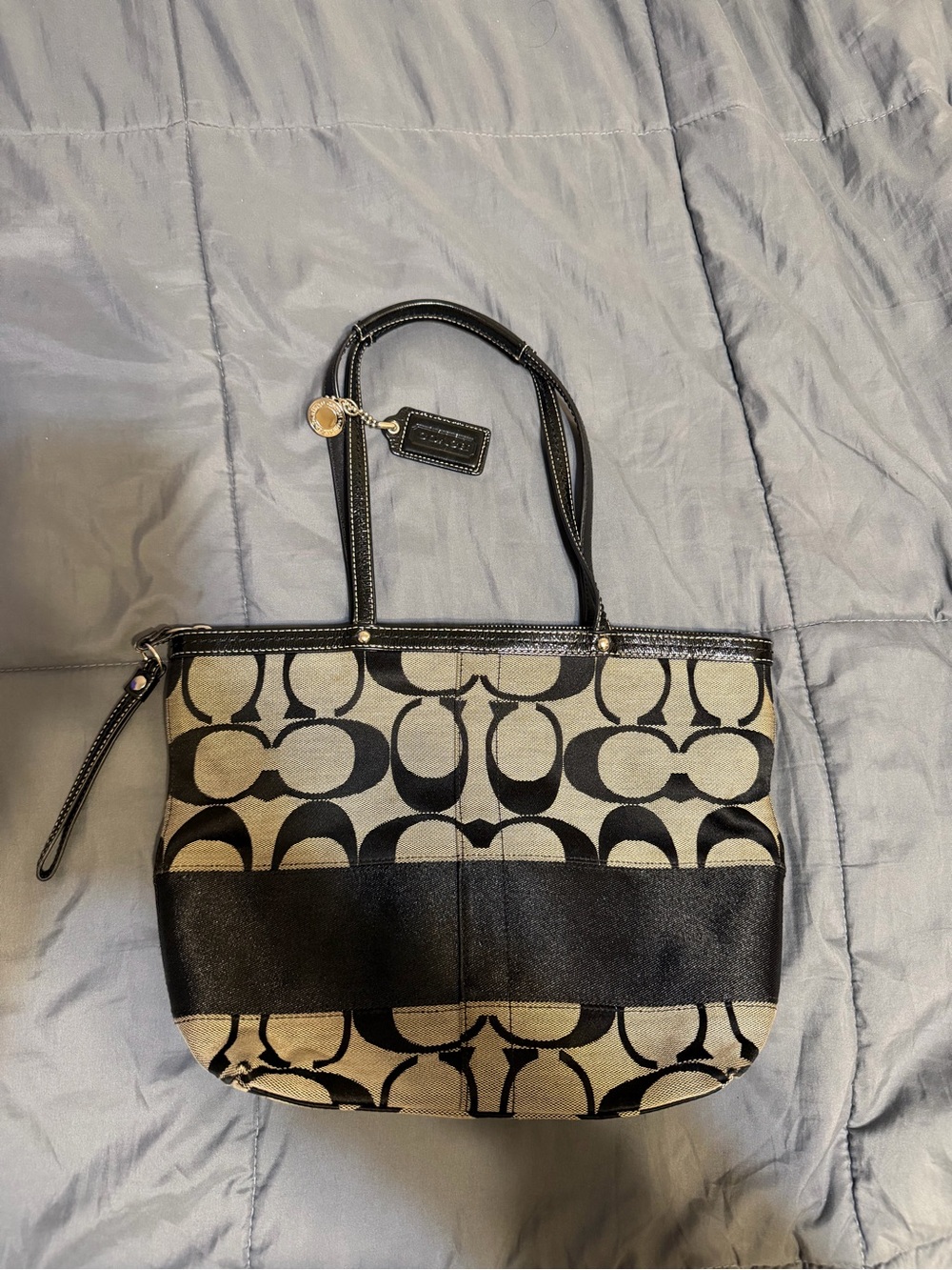 Coach Signature C Black Tan Tote Bag